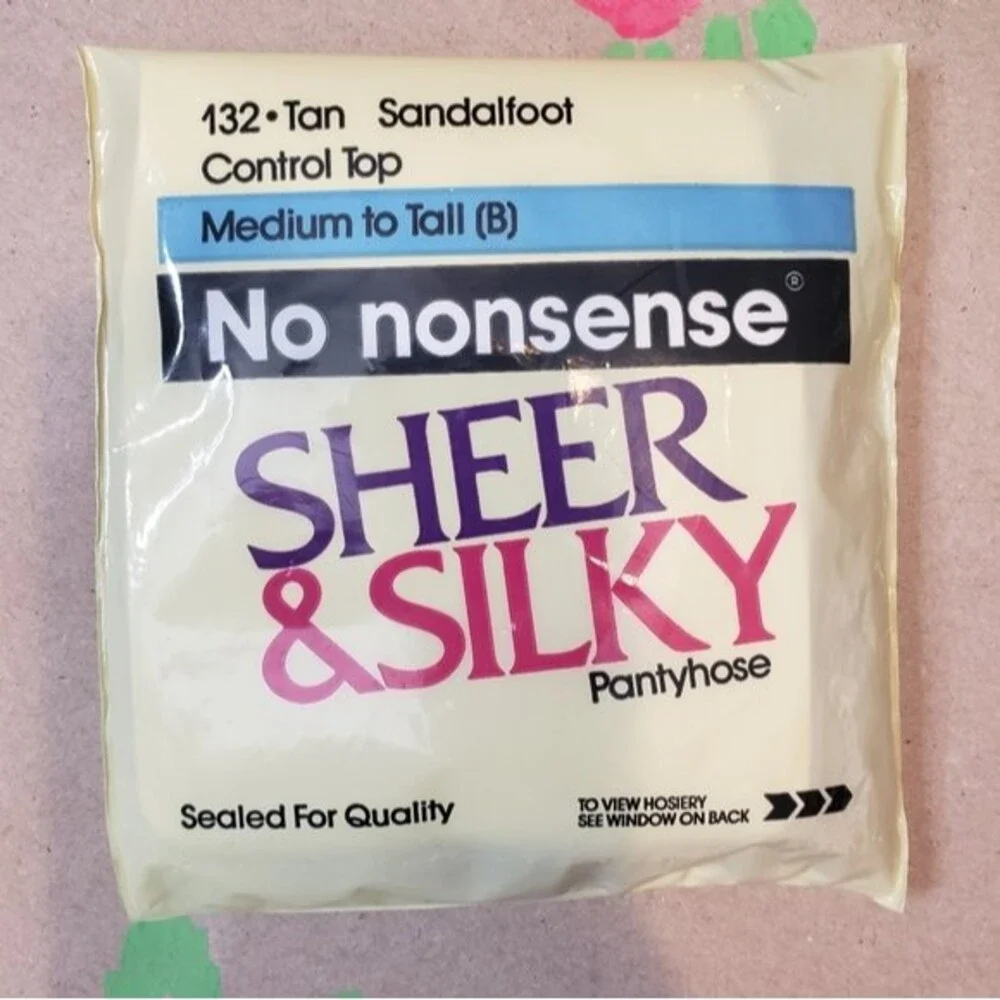 NEW No Nonsense Sheer & Silky Pantyhose Control Top Sandalfoot Tan Med to Tall